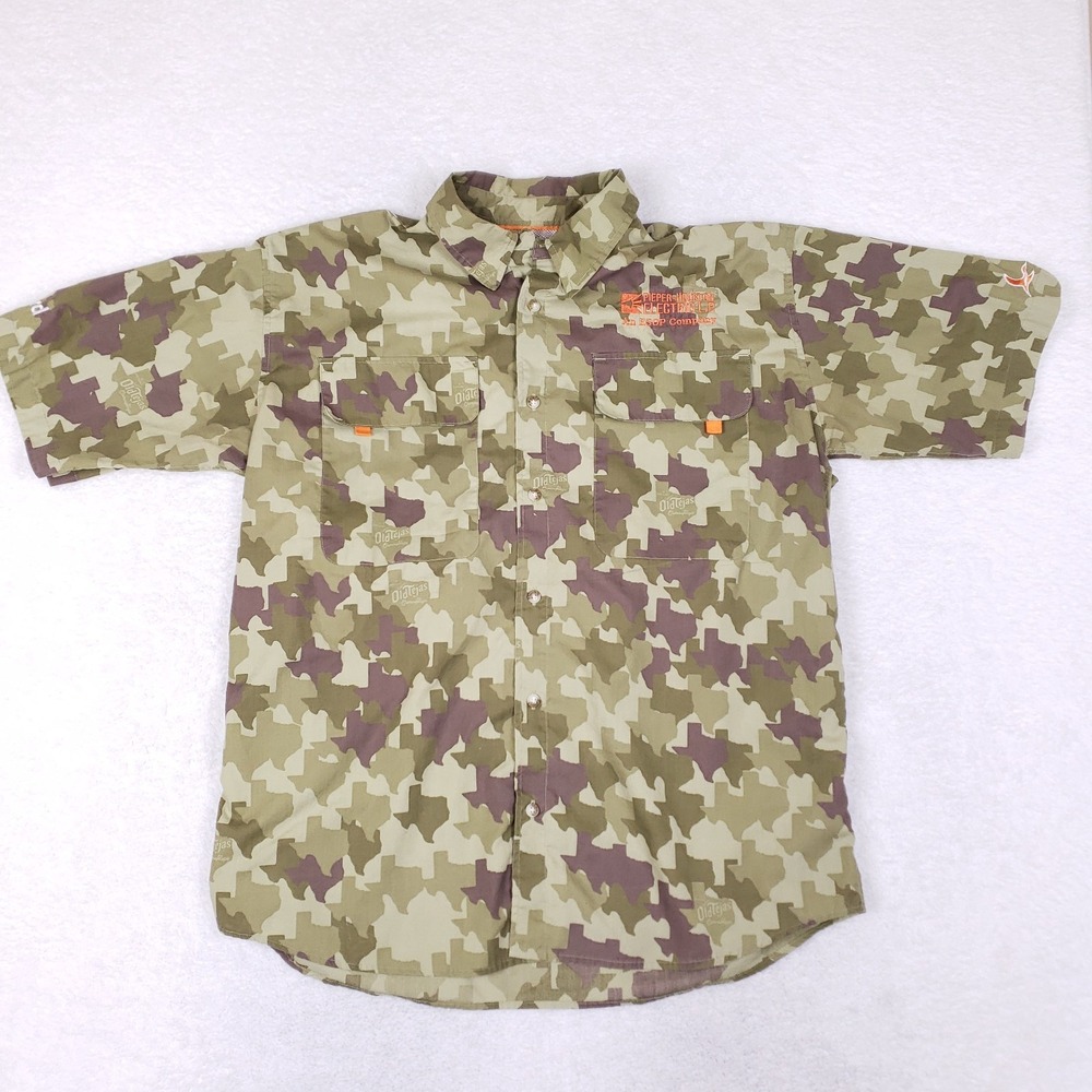 Old Tejas Camouflage‎ Short Sleeve Button Shirt XL Outdoor Hunting Utility
